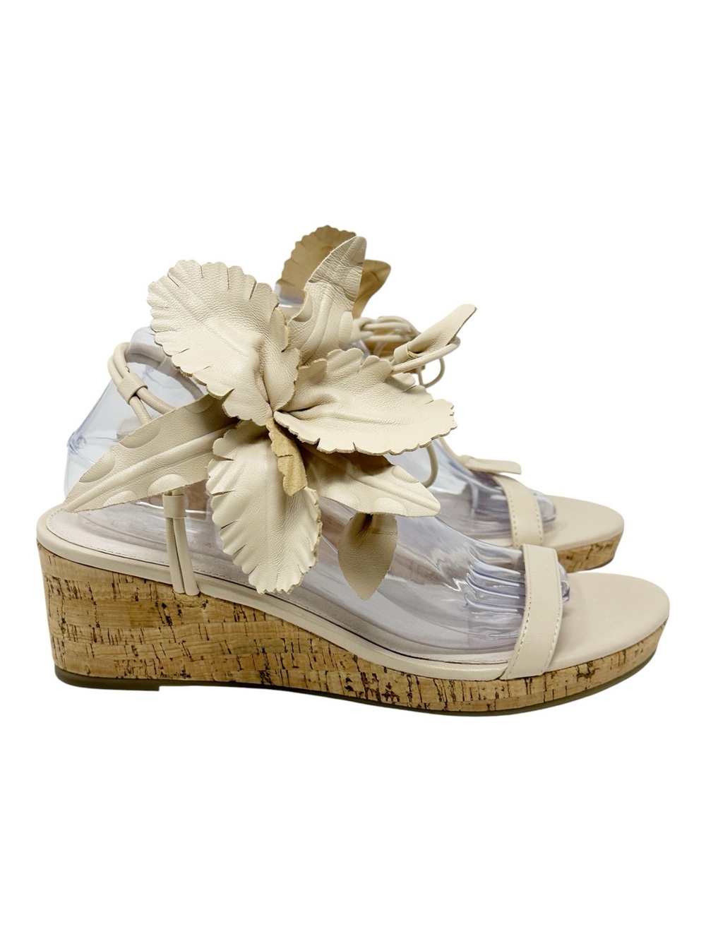 Cecelia New York Lala Cork Wedge Sandal Leather Flower Size 10